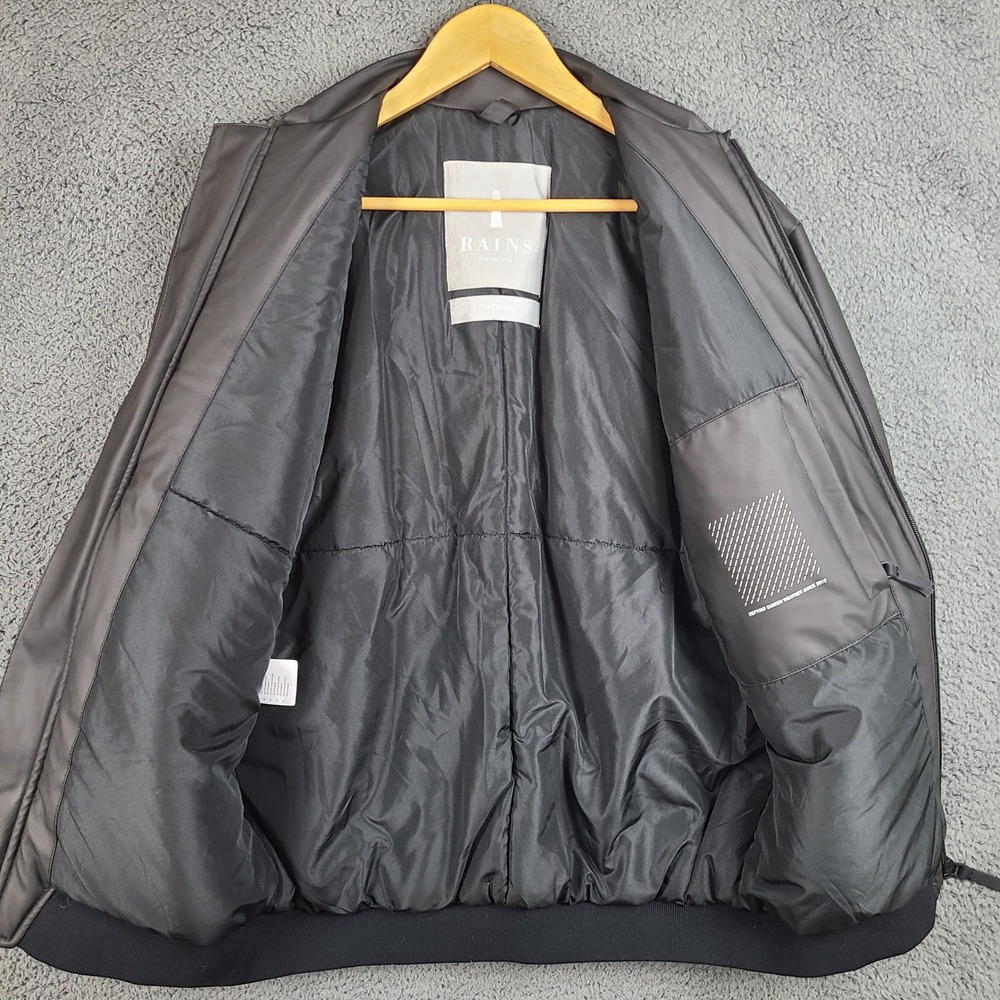 Rains Thermal Bomber Jacket Black Waterproof Insulated Coat XXS/XS - Picture 4 of 8
